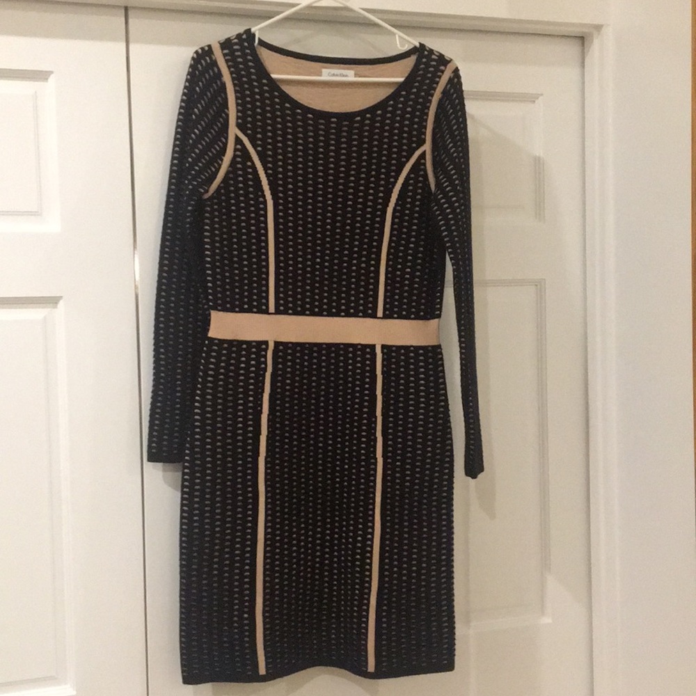 Calvin Klein dusty pink & black sweater dress